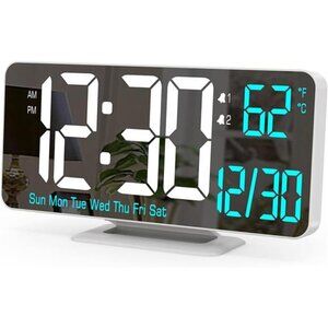 Digital LED Clocks for Bedrooms 6.7in White Alarm Clock